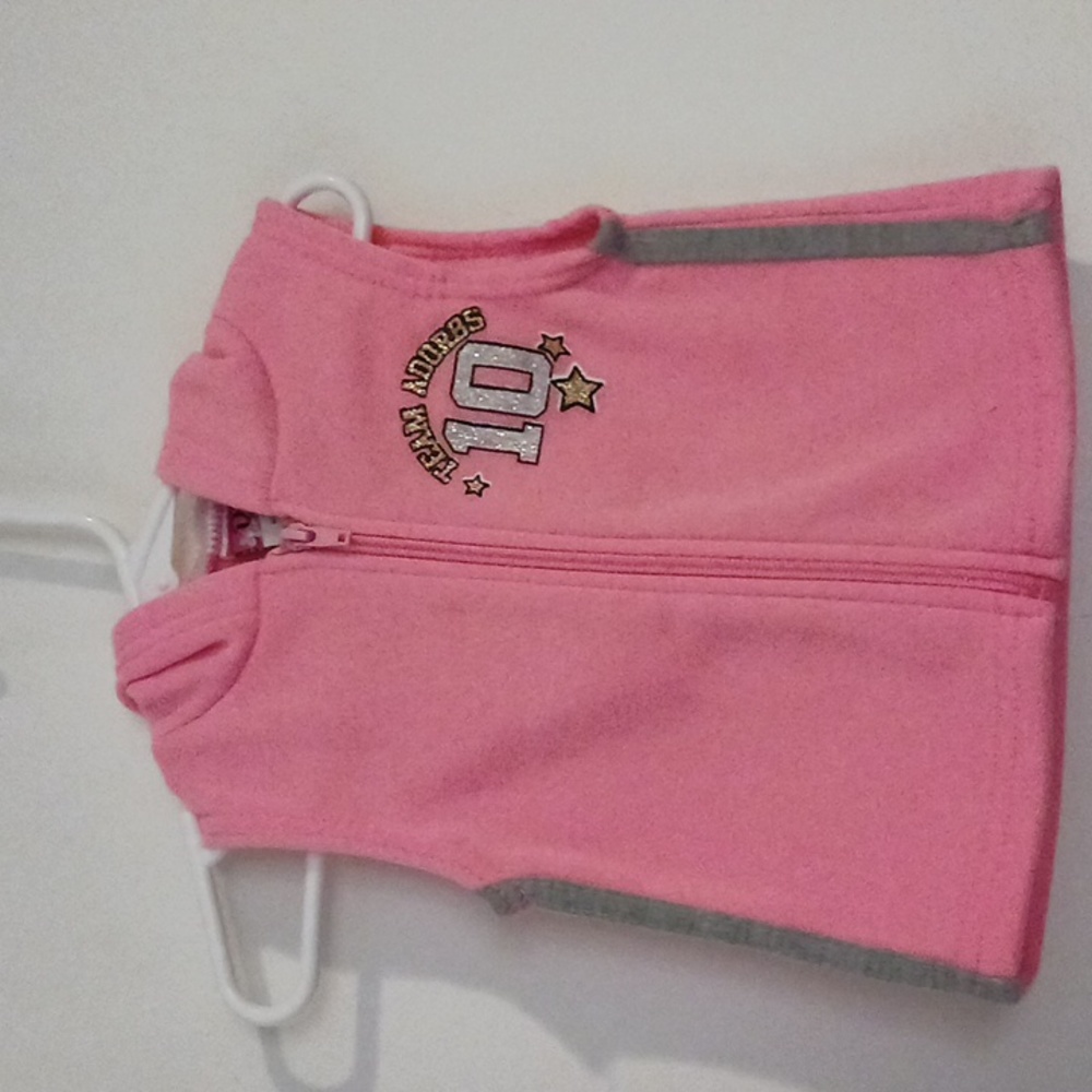 Girls Hot Pink Fleece Vest Sleeveless Hoodie